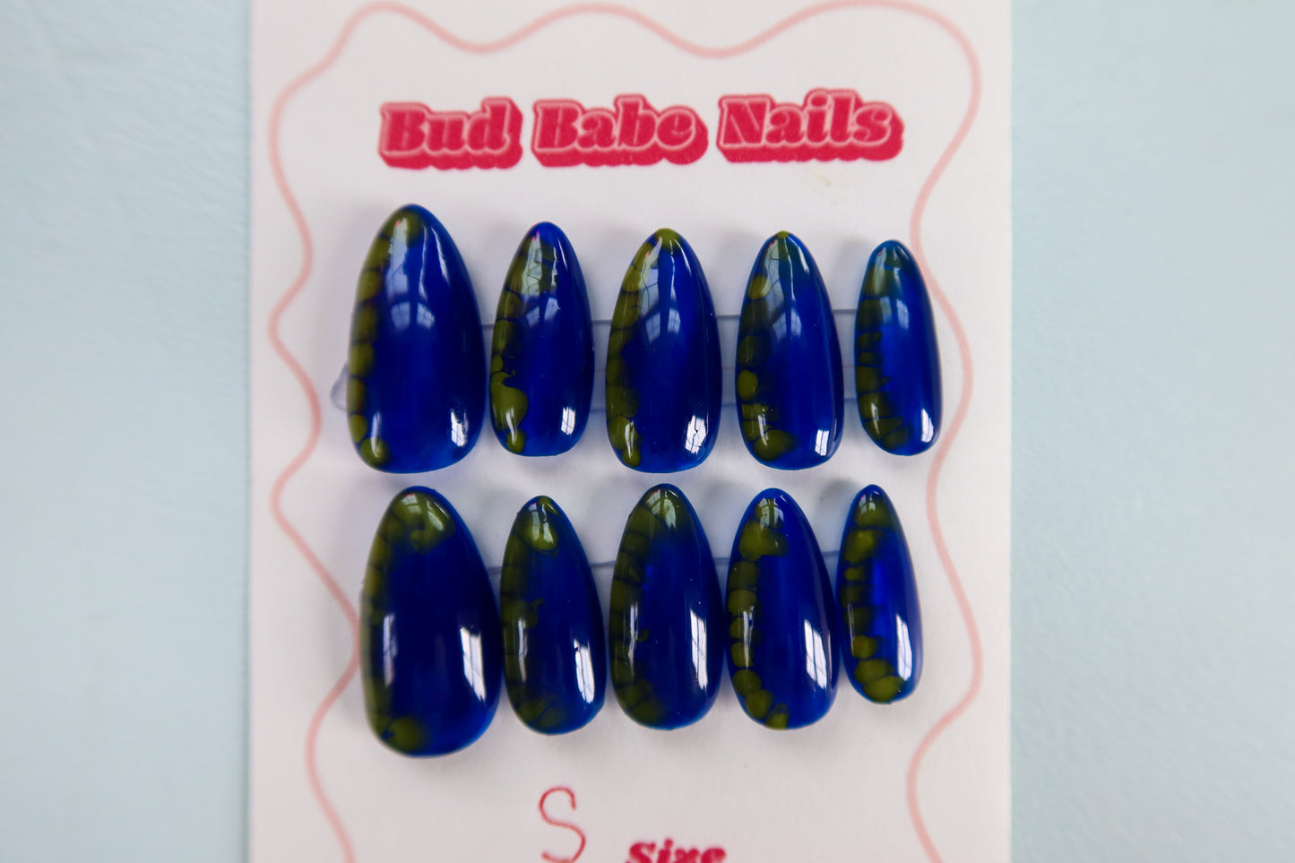 Blue & Green dragon press on nail