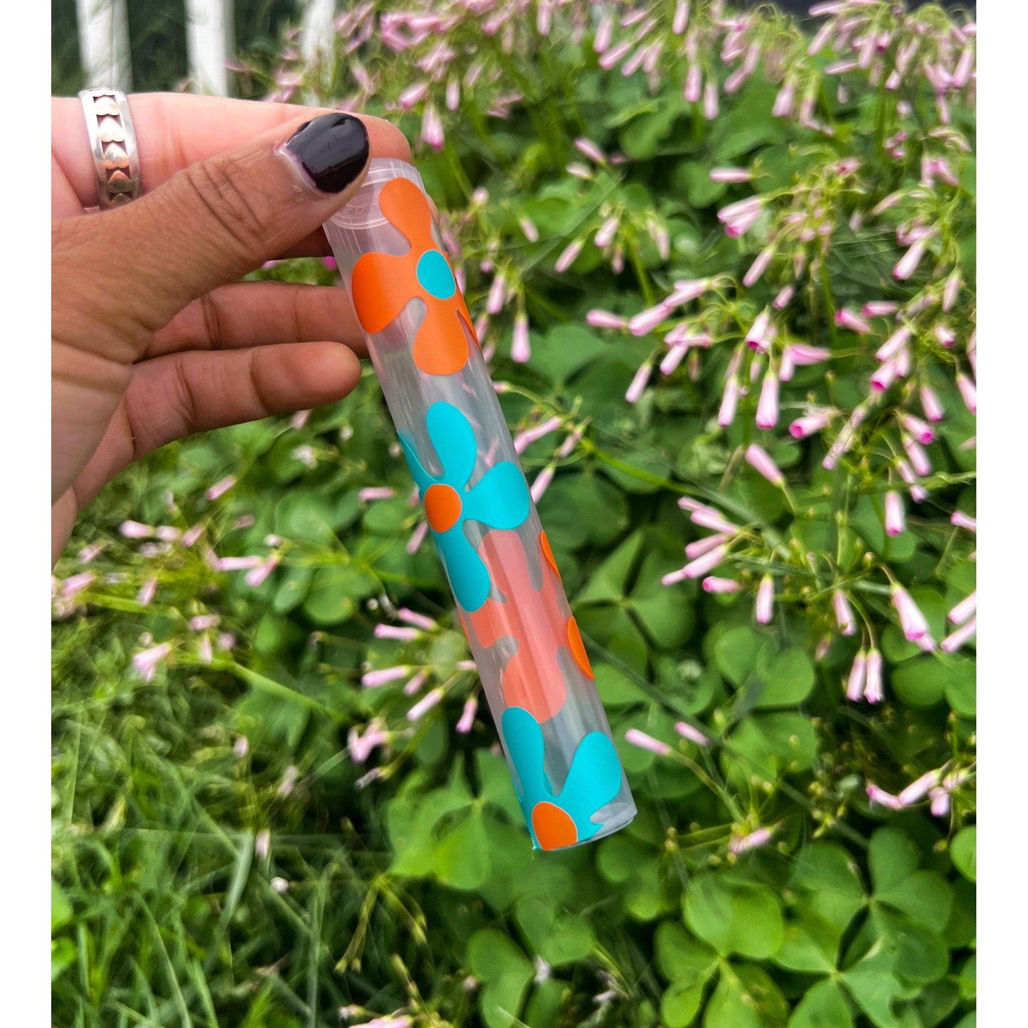 Orange and Teal Groovy Flower Tube