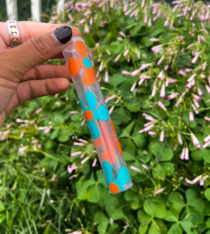 Orange and Teal Groovy Flower Tube