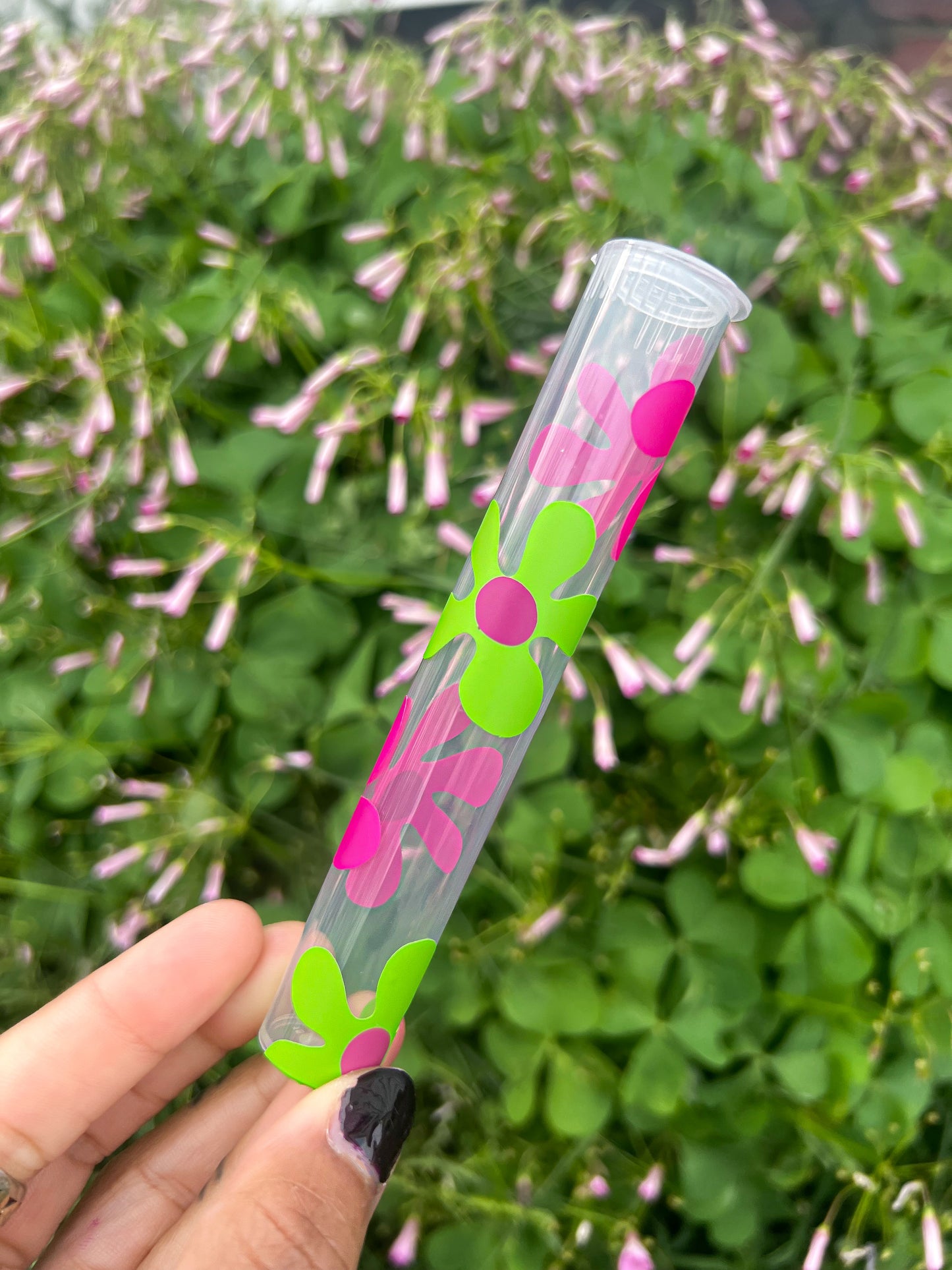 Pink and Green Flower Tube